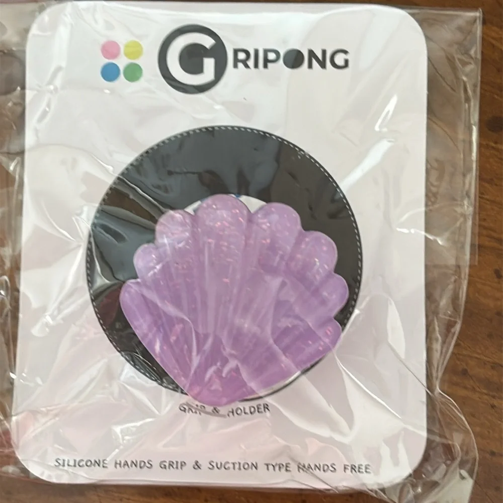 Gripong Purple Glittery Shell Phone Grip